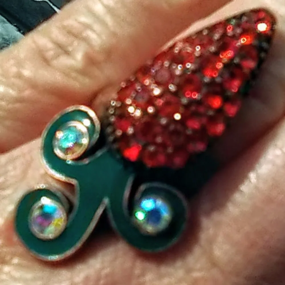 Betsey Johnson Ring Fire Orange Crystal Carrot sz 7.5